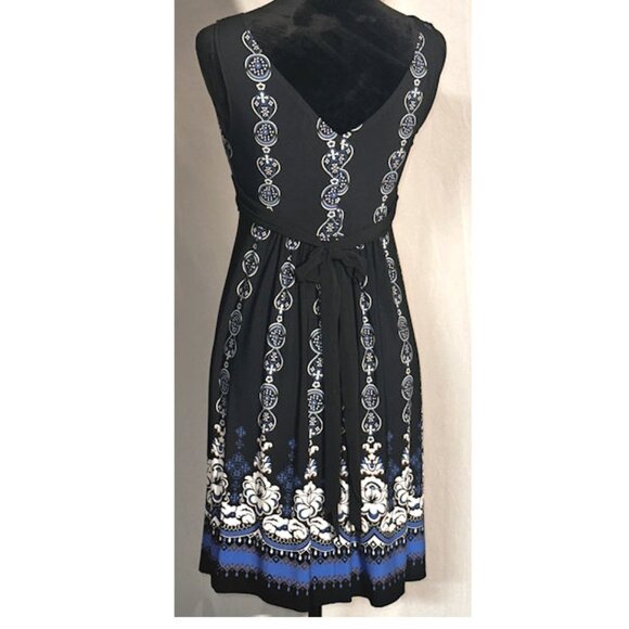 Connected Sleeveless Tank Dress, Bright Blue and Black, Empire Waist, Size 4P - Picture 8 of 10